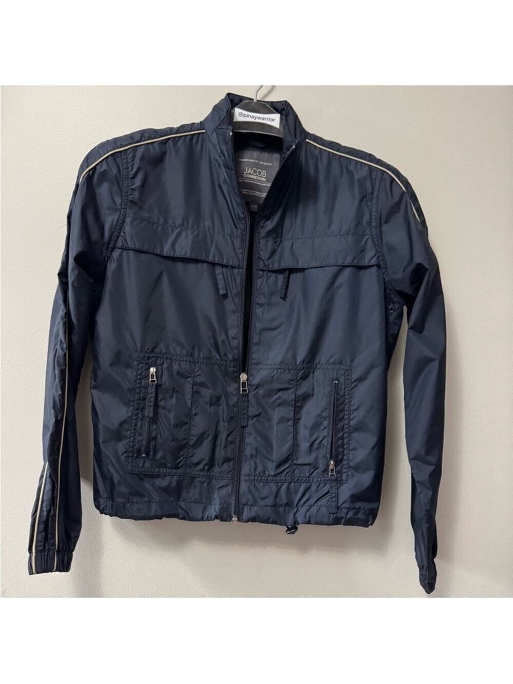 Jacob Vintage Blue Windbreaker Sporty Stand-Up Collar Small